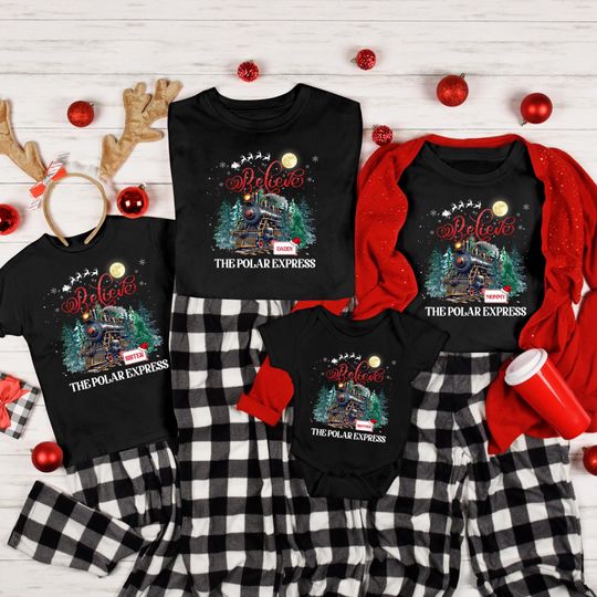 Discover Polar Express Family Christmas Shirts: Comfort Colors Matching Pajama Tops