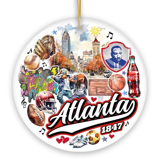Discover Artistic Canvas of Atlanta Ceramic Ornament, Vintage Georgia Cultural Souvenir and Gift