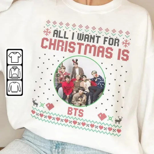 BTS Ugly Christmas Kpop Sweater, Santa Claus Sweatshirt, Christmas Pattern shirt