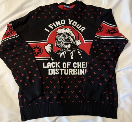 STAR WARS Xmas Sweater UNISEX “CHRISTMAS VADOR” Ugly Christmas Sweater LARGE