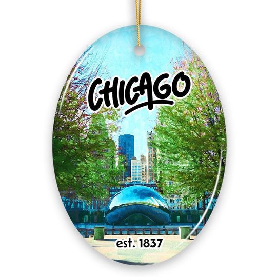 Simply Unique Chicago Christmas Ornament, Ceramic Keepsake Souvenir Gift