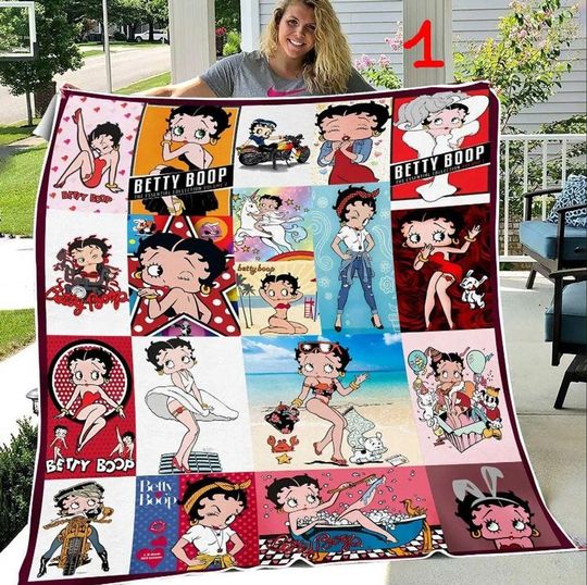Discover Personalized Betty Boop Quilt Blanket, Cartoon Betty Boop Quilt Blanket, Cartoon Bedding Blanket, Bedding Decor, Home Decor Gift.