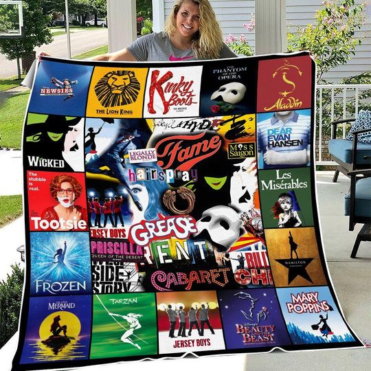 Discover Personalized Broadway Musicals Quilt Blanket, Broadway Theatre Cozy Quilt Blanket, Cartoon Bedding blanket, Bedding Decor, Home Decor Gift.