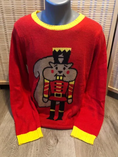 Discover Ugly  Christmas Sweater Mens Unisex Large L Norther Pole Beaver Nut-Cracker H687