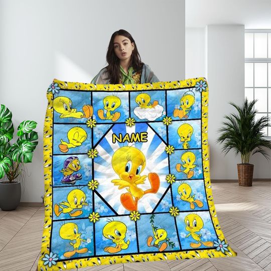 Tweety Bird Vintage Quilt Blanket, Tweety Bird Cozy Quilt Blanket, Bedding blanket, Bedding Decor, Home Decor Gift