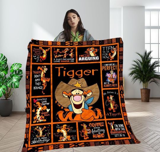 Discover Tigger Winnie The Pooh Vintage Quilt Blanket, Tigger Cozy Quilt Blanket, Bedding blanket, Bedding Decor, Home Decor Gift