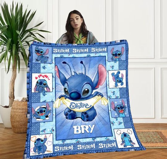 Discover Lilo and Stitch Vintage Quilt Blanket, Lilo and Stitch Cozy Quilt Blanket, Bedding blanket, Bedding Decor, Home Decor Gift