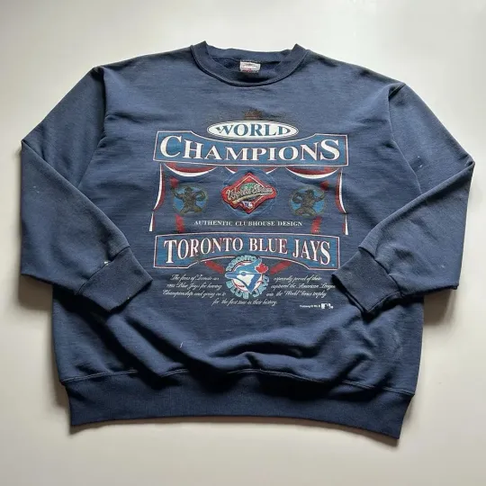 Discover Vintage Toronto Blue Jays Crewneck Sweatshirt navy reprint   AN61517