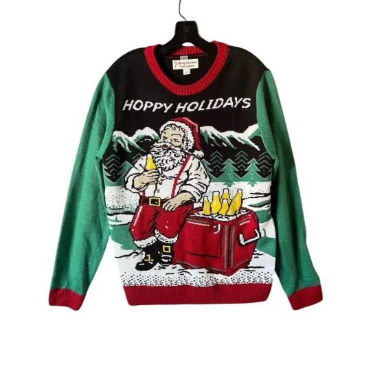 Discover Vintage Ugly Christmas Sweater Men's L Santa Beer Design Hipster Retro