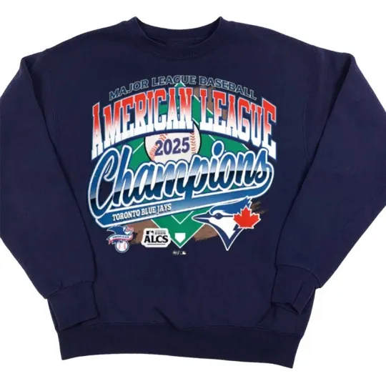 Discover Toronto Blue Jays MLB 2025 Champions Navy Crewneck Sweatshirt Vtg RM1383