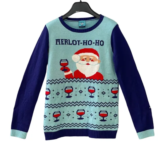 Norther Pole MERLOT HO HO HO Ugly Christmas Sweater Size Small