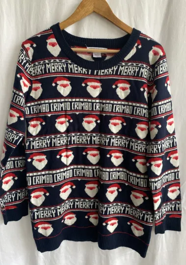 Discover COTTON Emporium Navy Blue Santa Ugly Christmas Sweater Crimbo Party Size L