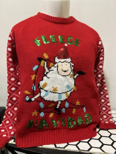 Discover Fleece Navidad Ugly Christmas Sweater with Sheep Design