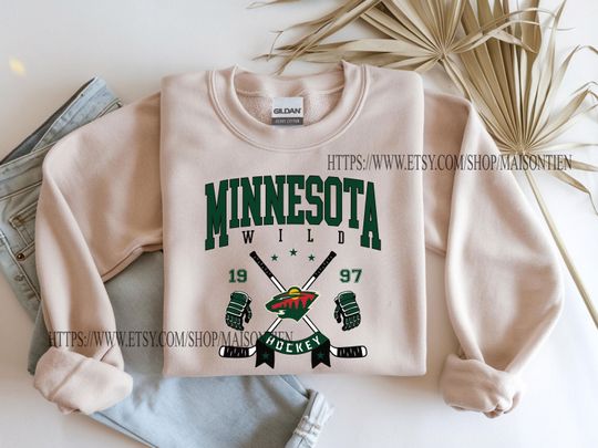 Discover Minnesota Wild Sweatshirt | Minnesota Wild Merch | Vintage Minnesota Hockey shirt | Personalized Minnesota hockey tee | Hockey Gift
