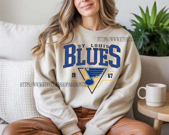 St. Louis Blue Sweatshirt, Vintage St. Louis hockey shirt, St. Louis Hockey Crewneck, Blues Hockey youth sweater, Hockey Fan gift