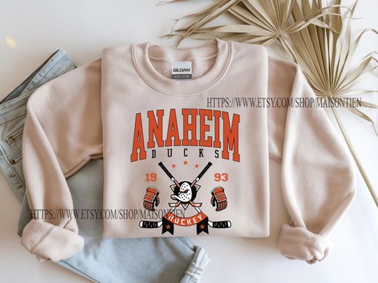 Anaheim Ducks Vintage 90s Sweatshirt, Ice Hockey Shirt, Ice Hockey Crewneck, Anaheim Ducks Fan Gift Unisex Hoodie