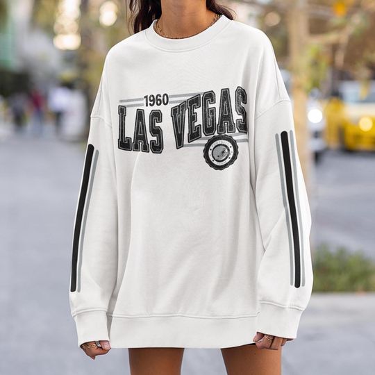 Discover Las Vegas Football Retro Crewneck Sweatshirt, Raider Retro Stripe Sleeve Shirt, LV Raider Unisex Shirt, Game Day Shirt, Raider Fan Gift