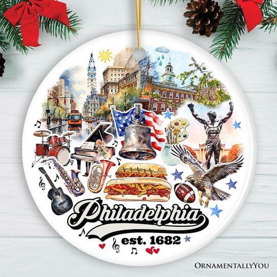 Artistic Philadelphia Handcrafted Ceramic Ornament