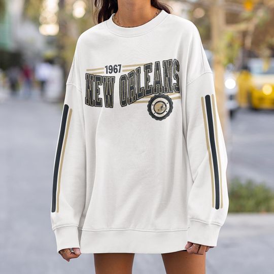 Discover New Orleans Football Retro Crewneck Sweatshirt, Saint Retro Stripe Sleeve Shirt, New Orleans Unisex Shirt, Game Day Shirt, Saint Fan Gift