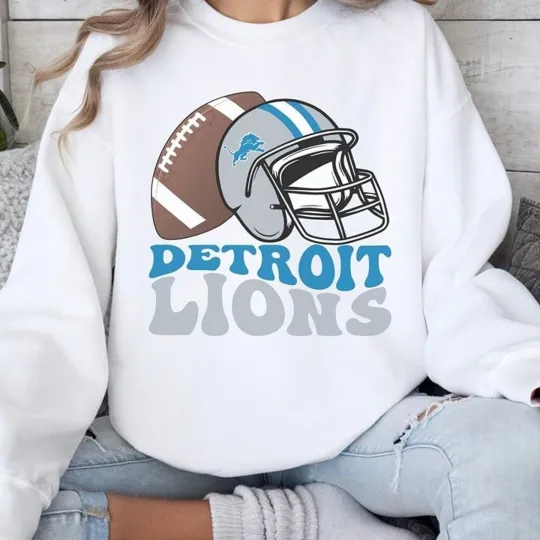 Discover Detroit Lions Football White Crewneck Sweatshirt Lion Shirt Handmade S-XL