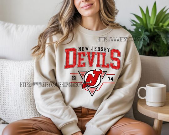Discover New Jersey Devil Sweatshirt, Vintage New Jersey hockey shirt, New Jersey Hockey Crewneck, Devils Hockey youth sweater, Hockey Fan gift