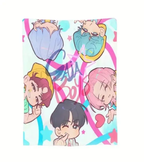 Kpop Demon Hunters Saja Boys Anime Chibi Throw Blanket