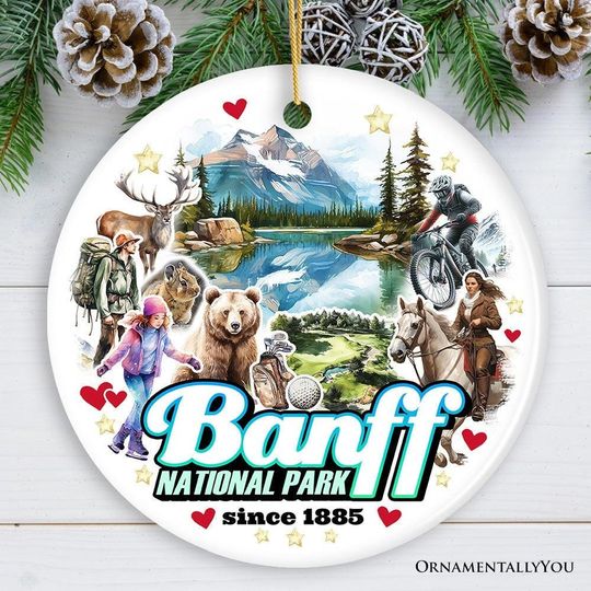 Discover Artistic Banff National Park Ceramic Ornament, Vintage Canada Souvenir and Christmas Decor