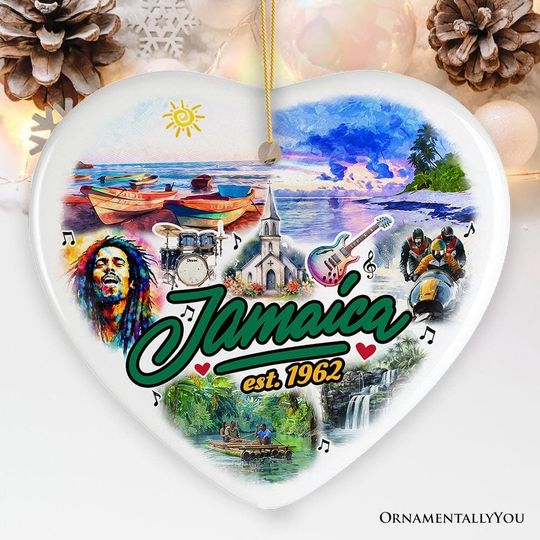 Discover Culturally Vibrant Jamaica Ceramic Art Ornament, Artistic Caribbean Souvenir and Christmas Decor