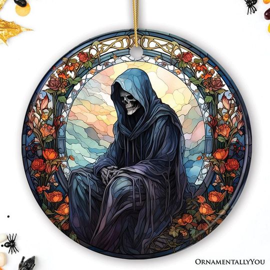 Discover Halloween Angel of Death Stained Glass Style Ceramic Ornament