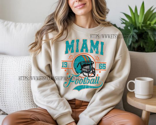 Discover Miami Football sweatshirt crewneck tshirt, Miami Football Fan Tee, Miami Football Game Day Apparel, Vintage Football Tee