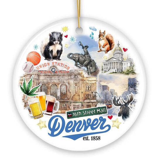 Discover Denver Colorado Artistic Ceramic Ornament, Souvenir and Christmas Decoration Keepsake