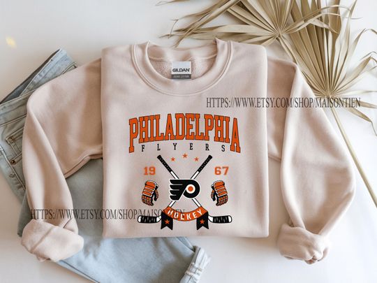 Discover Philadelphia Flyers Sweatshirt | Vintage Flyers Hockey Sweatshirt | Retro Philadelphia T-shirt | Flyers Hockey Crewneck