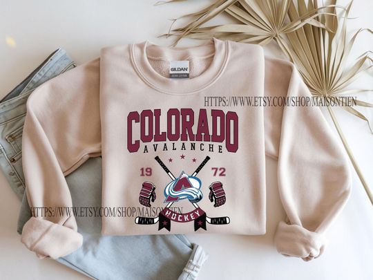 Discover Colorado Avalanche Sweatshirt | Colorado Avalanche Merch | Vintage Colorado Hockey shirt | Personalized Colorado hockey tee | Hockey Gift