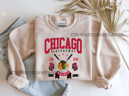 Discover Chicago Blackhawks Sweatshirt Crewneck, Vintage Blackhawks shirt, Chicago Hockey Fan shirt, Hockey Tee, Blackhawks Sweatshirt