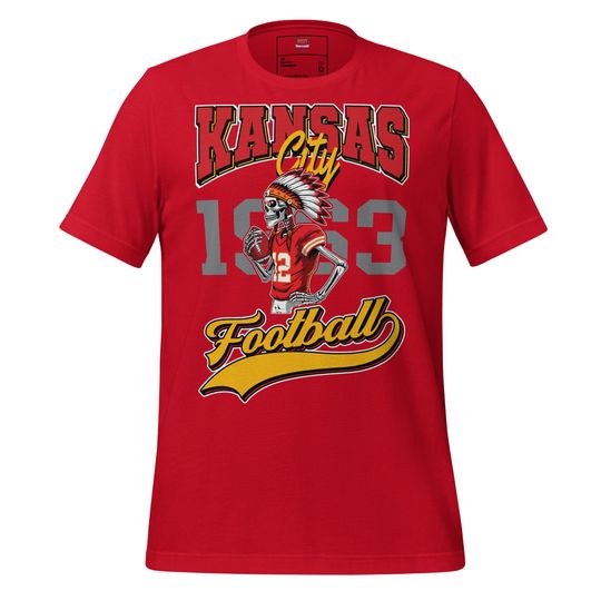 Discover Kansas City Football Fan Gift T-Shirt Skeleton Player KC Sports Apparel