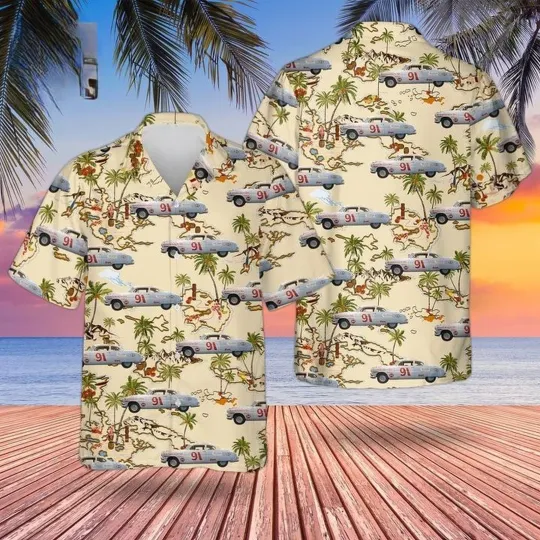 Discover NASCAR Racing Cars 1955 Hudson Hornet Generation 1 Hawaiian Shirt