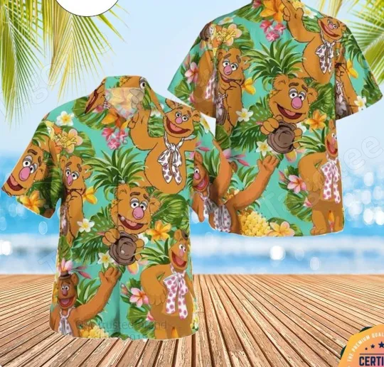 Fozzie Bear The Muppet Tropical Pineapple Casual Hawaiian Shirt