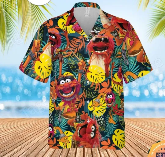 Discover Animal Muppet Tropical Hawaiian Shirt with Monstera and Palm Leaves