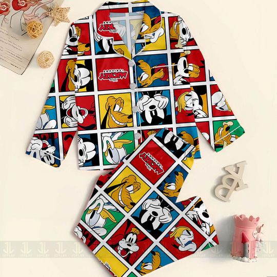 Discover Mickey Friends Big Face Unisex Satin Pajamas Set, Spooky Season Pajamas