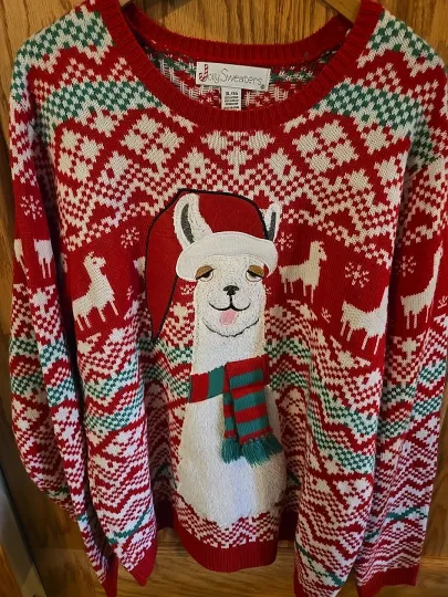 Discover White Llama Jolly Sweaters Ugly Christmas Sweater Size XL  Unisex