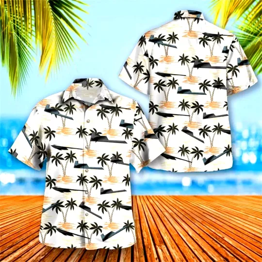 US Air Force Northrop Grumman B-21 Raider Hawaiian Shirt Tropical Beach Style