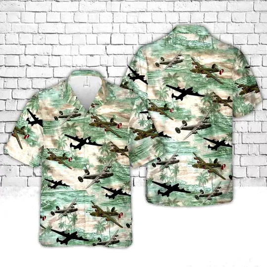 Discover US Air Force B-24 Liberator Hawaiian Shirt, WW2 Aloha Beach Shirt
