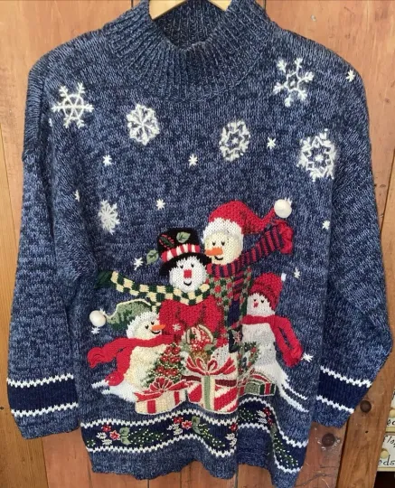 Discover Vintage Heirloom Collectibles ? Womens L ?Chunky Knit Christmas Pullover Sweater