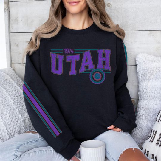 Utah Basketball Retro Unisex Sweatshirt, Jazz Basketball Fan Gift, Crewneck Vintage Style Jumper, Sports Fan Apparel, Basketball Fan Gift