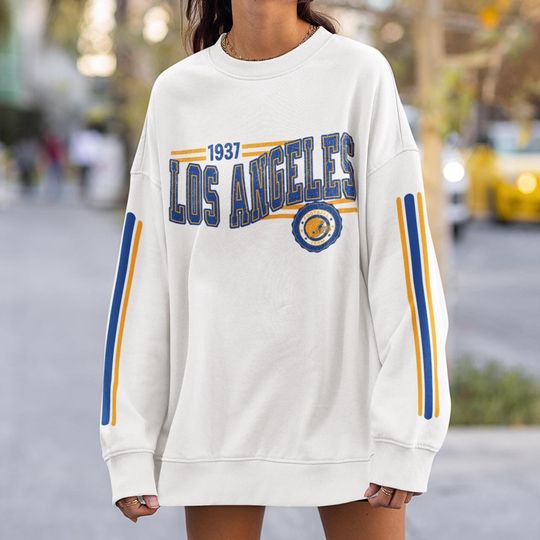 Los Angeles Football Retro Crewneck Sweatshirt, Ram Retro Stripe Sleeve Sweatshirt, LA Ram Unisex Shirt, Game Day Shirt, LA Ram Fan Gift
