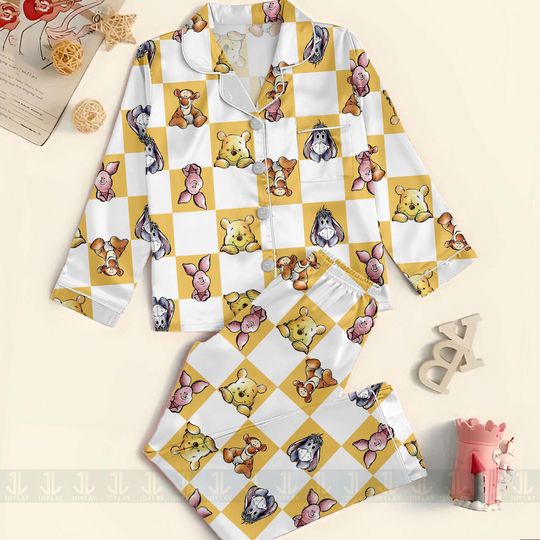 Discover Winnie The Pooh Unisex Satin Pajamas Set, Spooky Season Pajamas