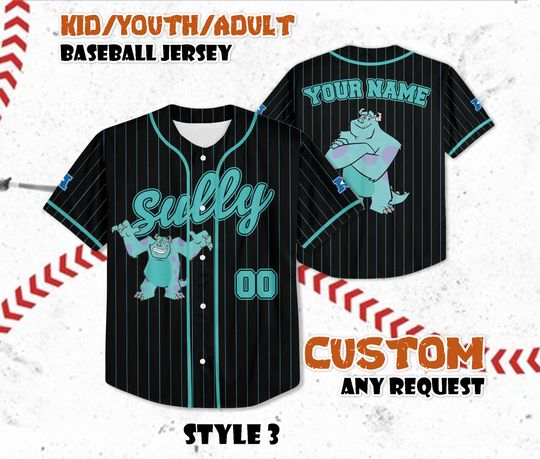 Discover Custom James Sullivan Baseball Jersey, Disney Monster Inc Sullivan Jersey Shirt, Monster Pixar Shirt, Gift for Disney Fans