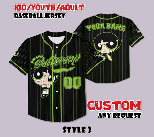 Discover Custom Buttercup Baseball Jersey, Powerpuff Girls Fan Gift