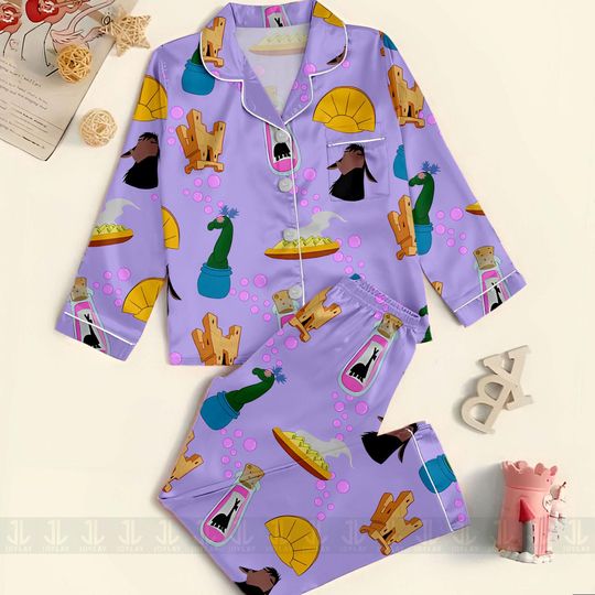 Discover The Emperor's New Groove Kuzco Unisex Satin Pajamas Set, Spooky Season Pajamas