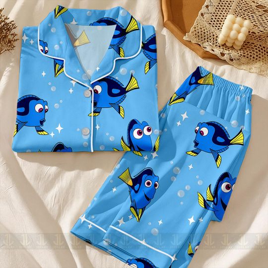 Discover Finding Dory Nemo Friends Unisex Satin Pajamas Set, Spooky Season Pajamas